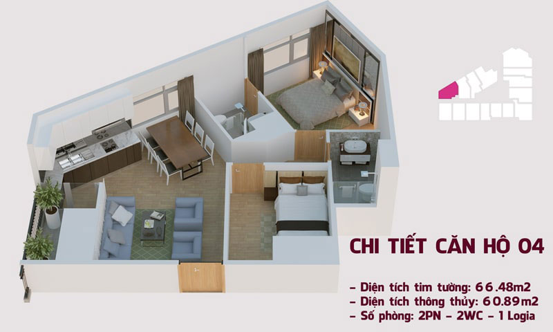 Chi tiết căn hộ 04 tòa Tháp Chung Cư