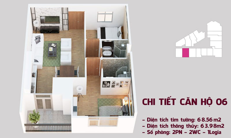 Chi tiết căn hộ 06 tòa Tháp Chung Cư