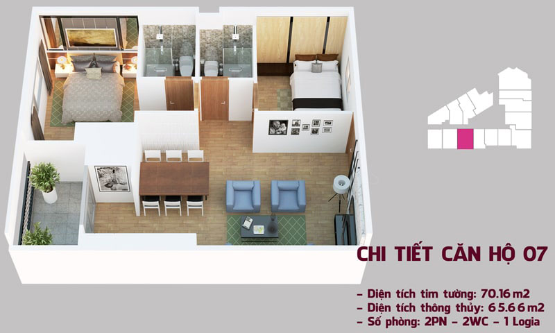 Chi tiết căn hộ 07 tòa Tháp Chung Cư