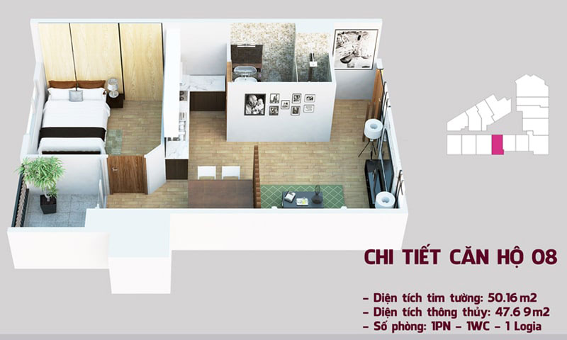 Chi tiết căn hộ 08 tòa Tháp Chung Cư